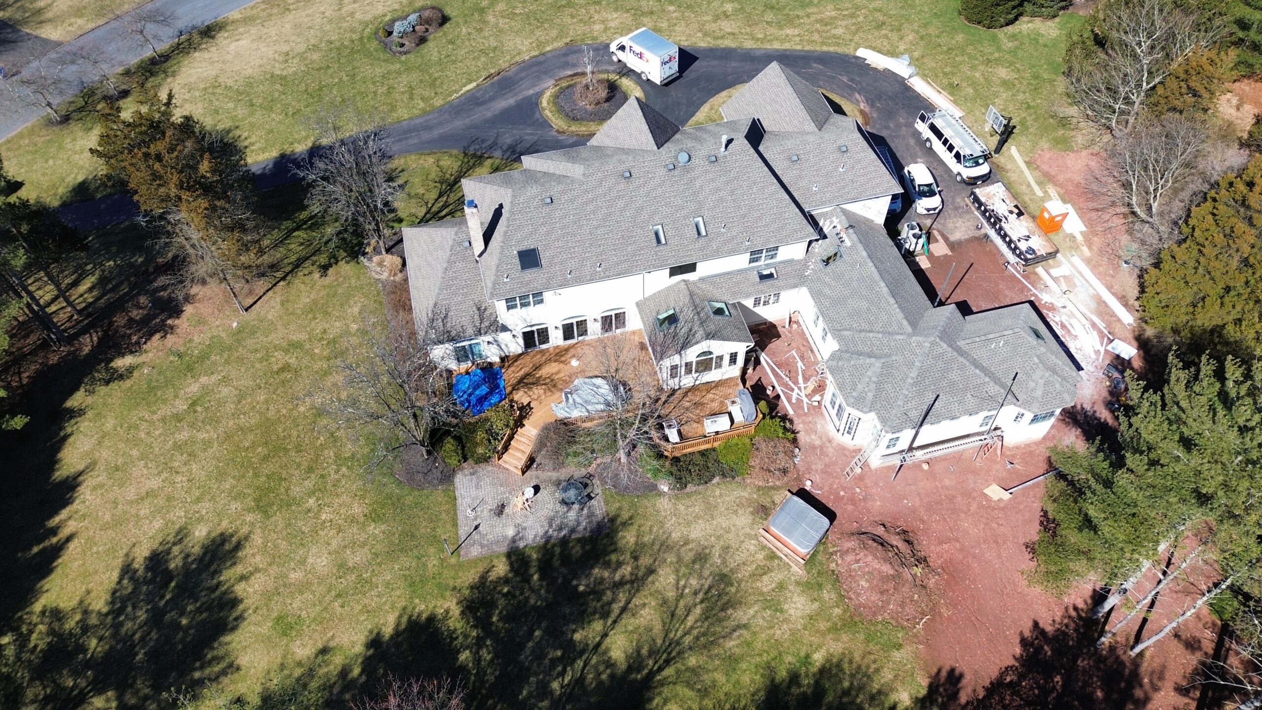 roofing and exterior construction project on a residential property